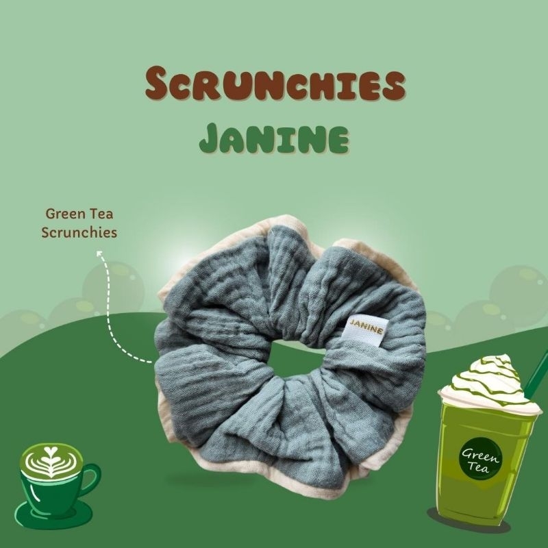 JANINE🌟 |Green Tea Scrunchie🍵 ยางรัดผมheart-made cute🐰