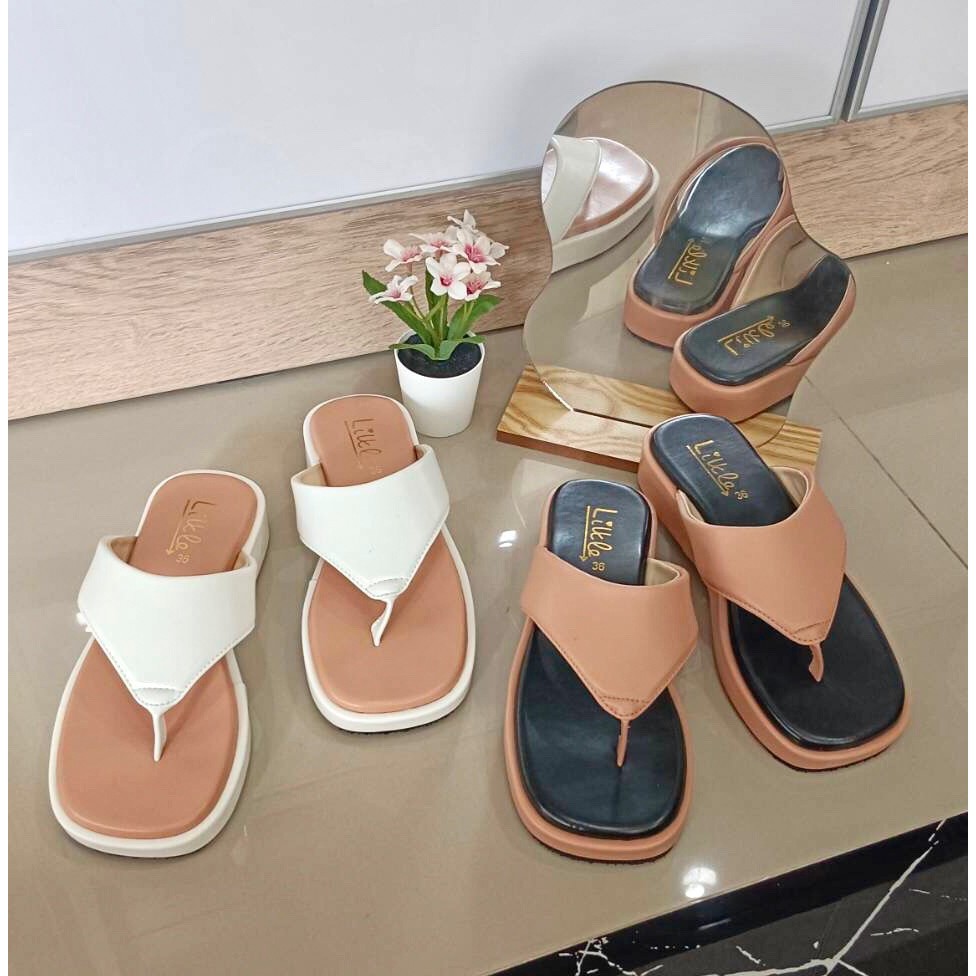 งานผลิต แบรนด์ LT design รองเท้าพื้นหนา รองเท้าสูง1นิ้ว สปองซ์นุ่มมาก สวยขับผิวสุดๆ "LT-08