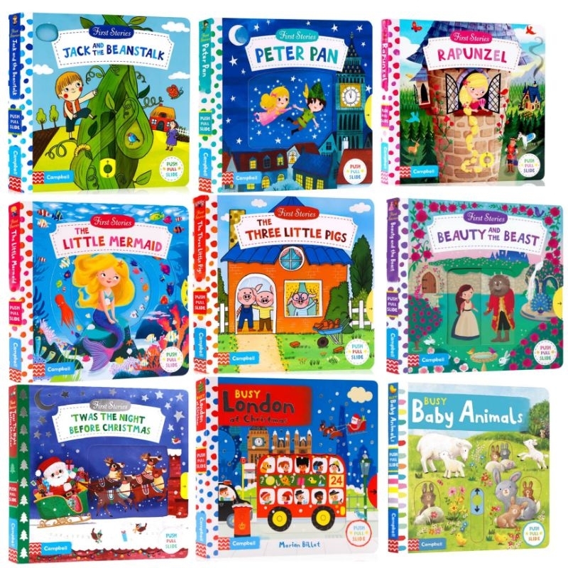 หนังสืออ่านภาษาอังกฤษสำหรับเด็ก นิทานเด็ก บอร์ดบุ๊ค Campbell busy book หนังสือเลื่อนขยับ
