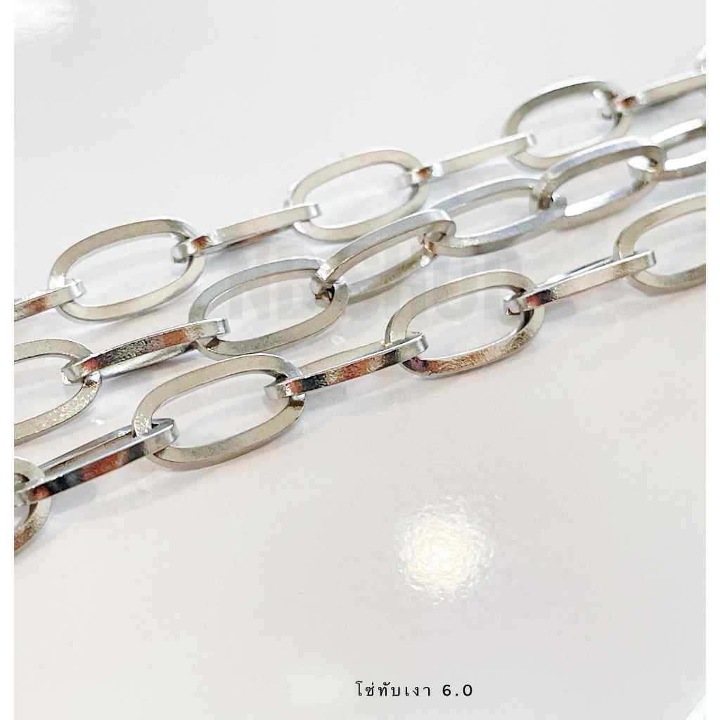 s-786 6มิล สร้อยสแตนเลสแท้ ลายโซ่ทับเงา กว้าง6mm เงา ไม่ลอก ไม่ดำ ไม่บาดคอ ใส่อาบน้ำได้  สร้อยพระ