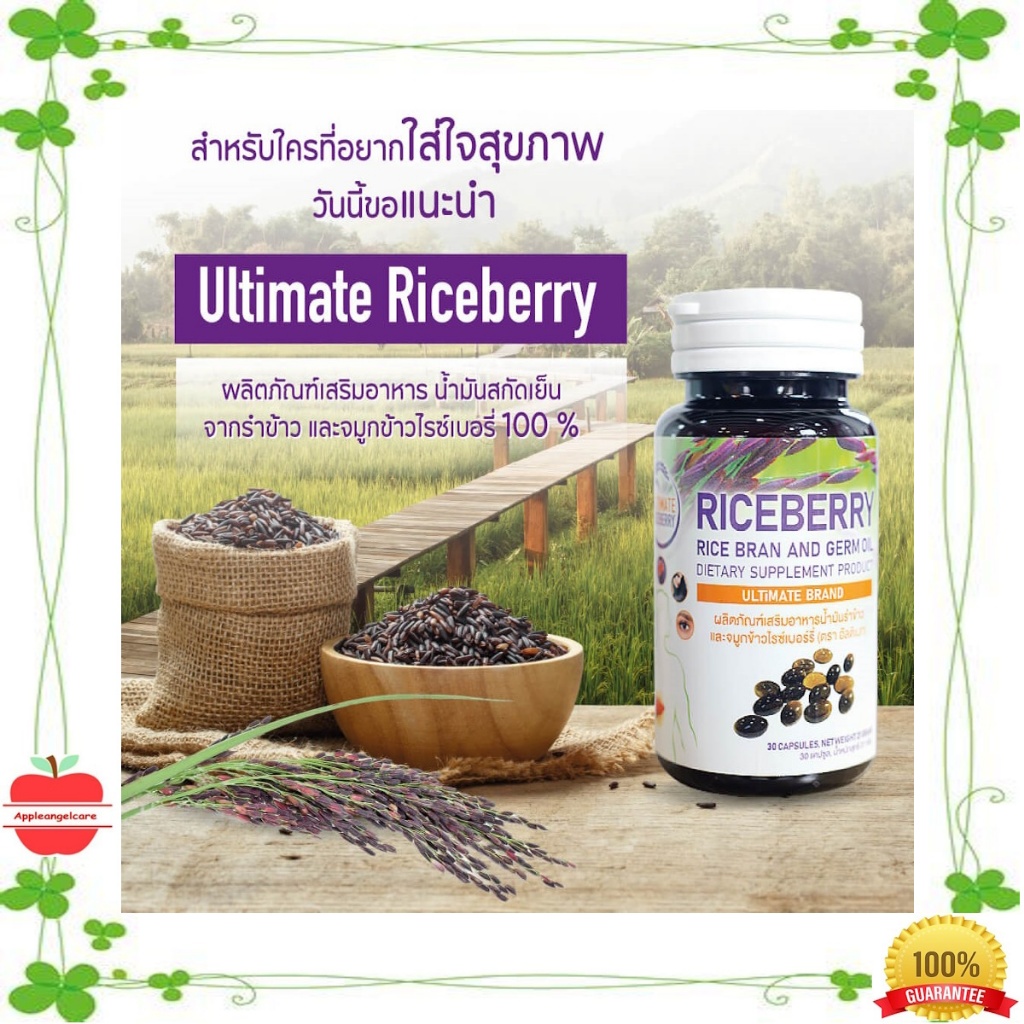 น้ำมันรำข้าว จมูกข้าวไรซ์เบอร์รี่ สกัดเย็น (1 ขวด) Ultimate Riceberry Oil
