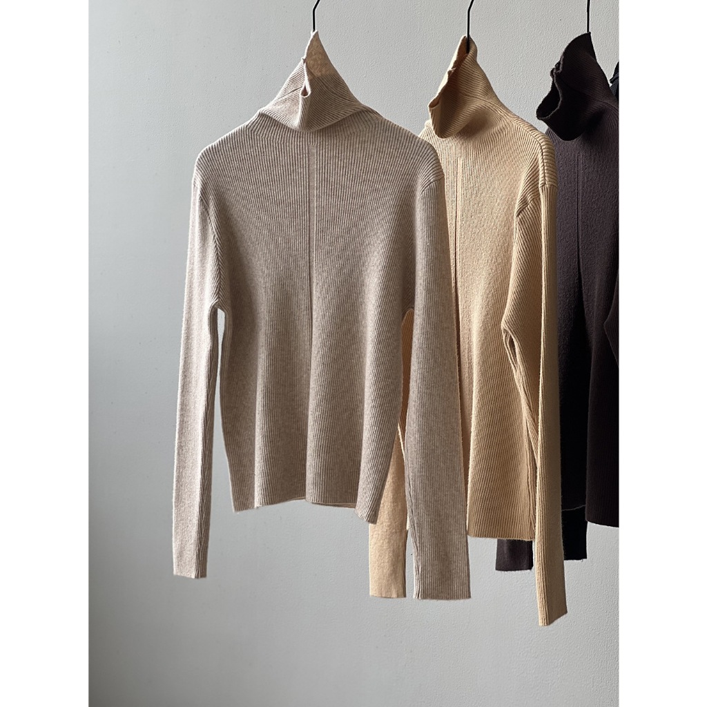 เสื้อไหมพรมคอเต่า M1177 ผ้าไม่หนามาก ลายร่อง ผู้หญิง ฟรีไซส์