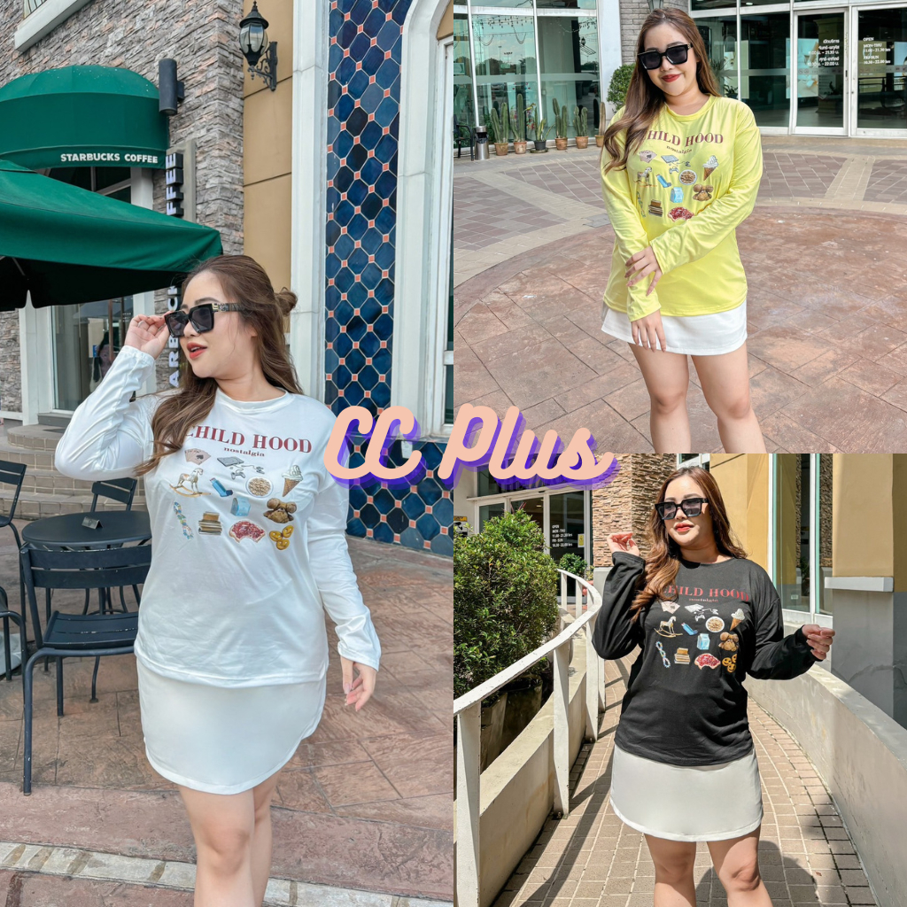 CiCi Plus+(5603/6069)เสื้อแขนยาวสกรีนลายสุดเกาหลี ใส่แมตช์ยีนส์น่ารักสุดๆ