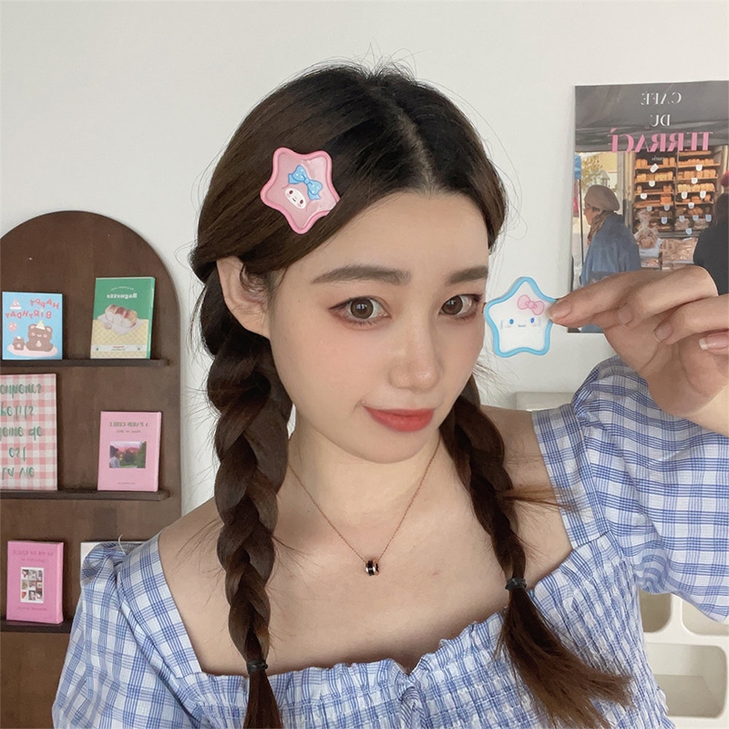 COD❤️กิ๊บติดผมรูปดาวห้าแฉกซานริโอ้ลายการ์ตูนน่ารักเกาหลีหน้าม้าคลิปด้านข้างหวานเครื่องประดับผมเด็กผู้หญิง-a.one