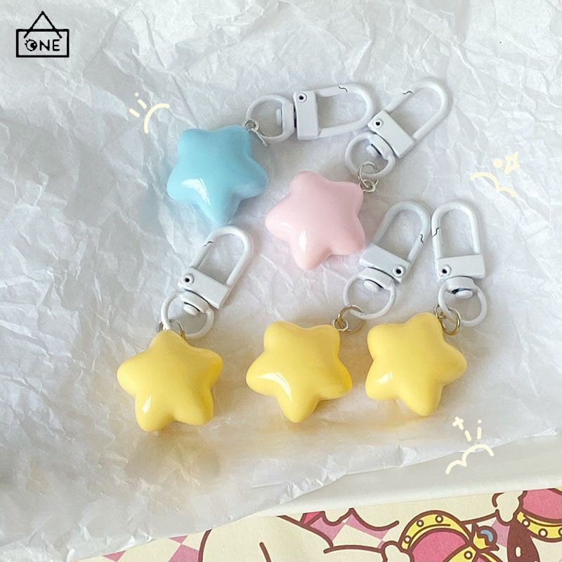 COD❤️พวงกุญแจรูปดาวห้าแฉกสีแคนดี้ลายการ์ตูนน่ารักเกาหลีหวานละเอียดอ่อนนักเรียนอุปกรณ์เสื้อผ้าเด็กผู้หญิง-a.one