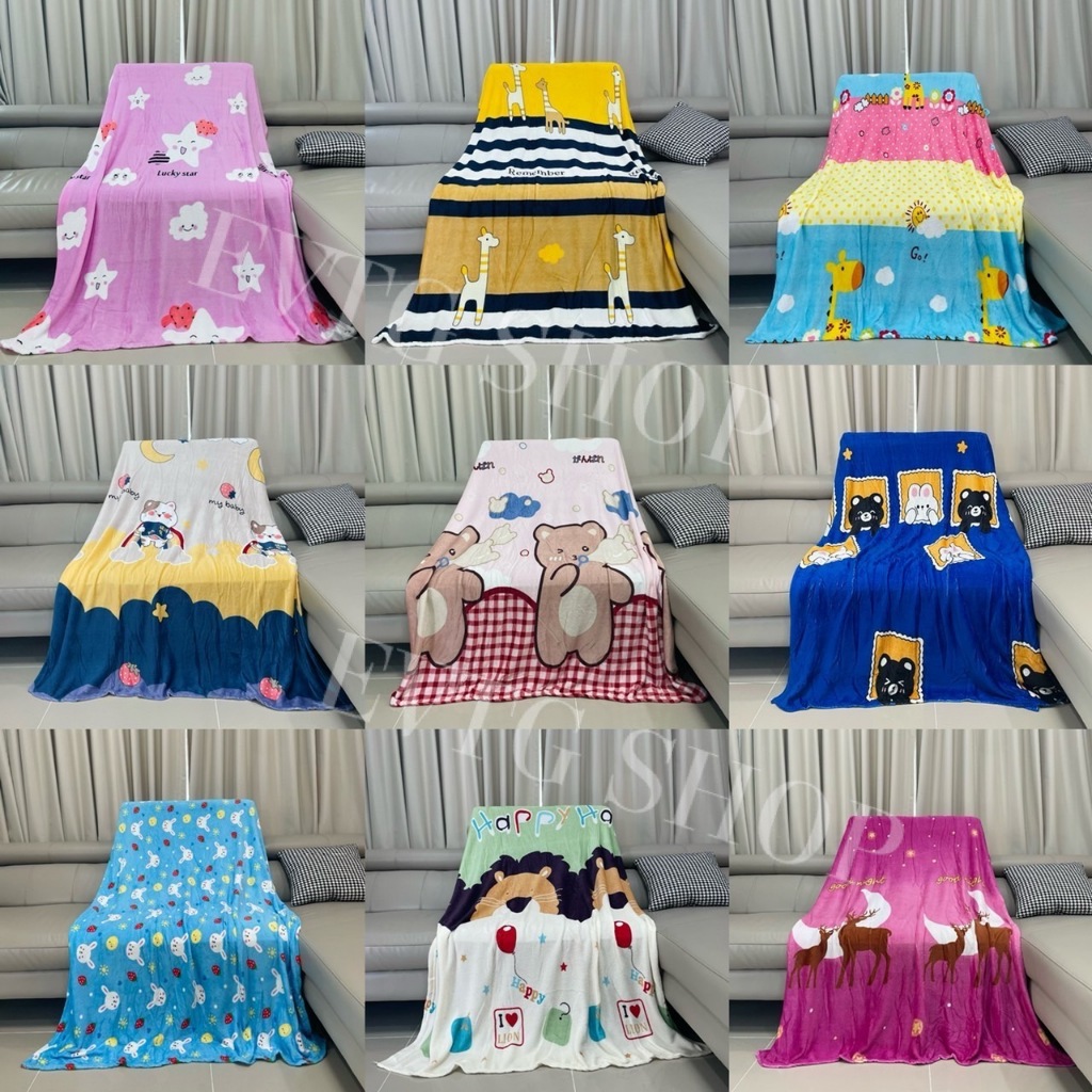 ผ้าห่ม ผ้านาโน (ขนาด120x170 cm) ผ้าห่มขนนุ่ม ห่มสบาย ลายการ์ตูน ราคาถูก (คละลาย)