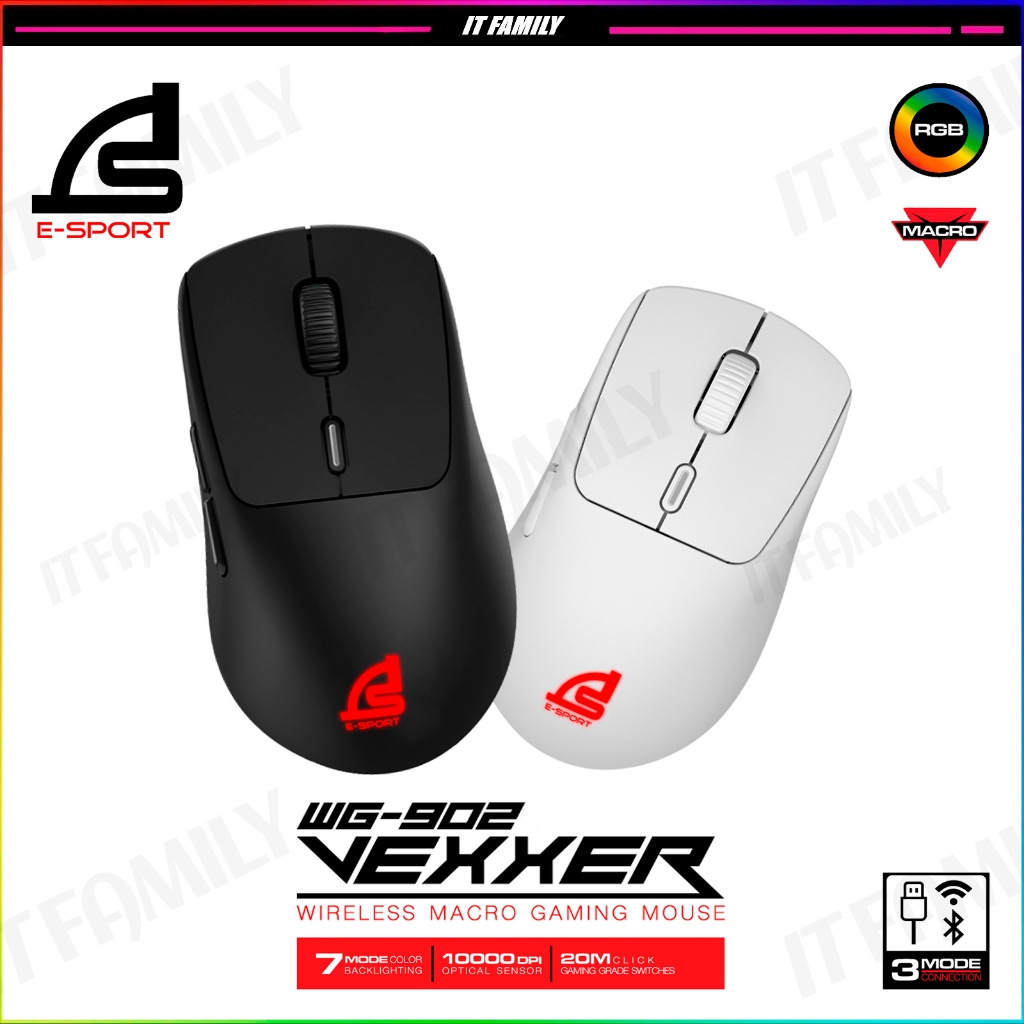 เมาส์เกมมิ่งไร้สาย SIGNO E-Sport WG-902 VEXXER Wireless Bluetooth Macro Gaming Mouse Tri Mode รับประ