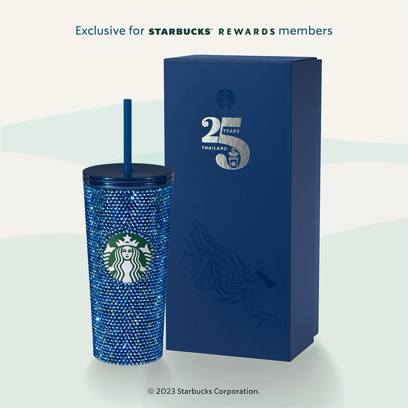 แก้ว Starbucks Blue Bling reward cold cup 25th anniversary