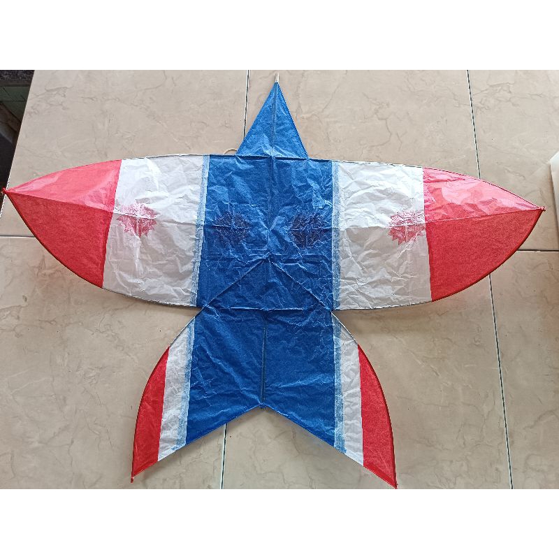 ว่าวจุฬาทำจากไม้ไผ่สีสุก ( ไผ่หนาม )สีธงชาติ ขนาดปีก100 cm. ก่อนส่งลองแล้วทุกตัว