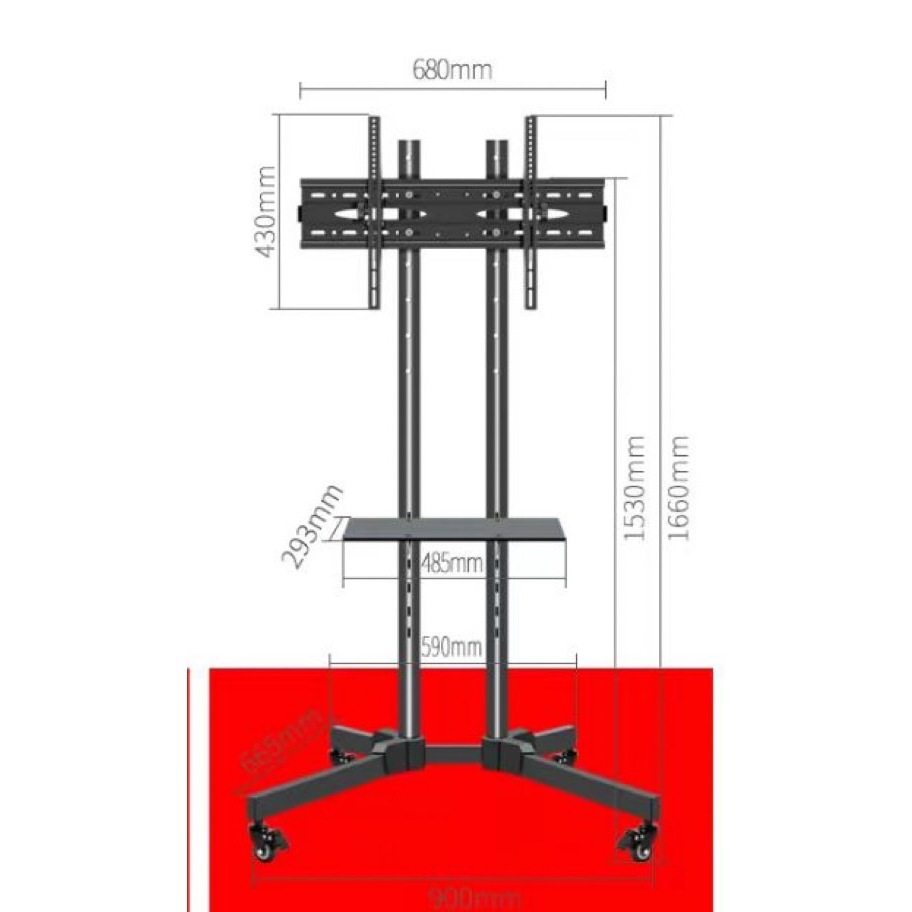 LXJ999ขาตั้งทีวี ขายึดทีวี ขนาด 32-75 นิ้ว รุ่นLP-1500Aโชว์สินค้า มีล้อเลื่อน เคลื่อนที่ได้ ล็อคล้อไ