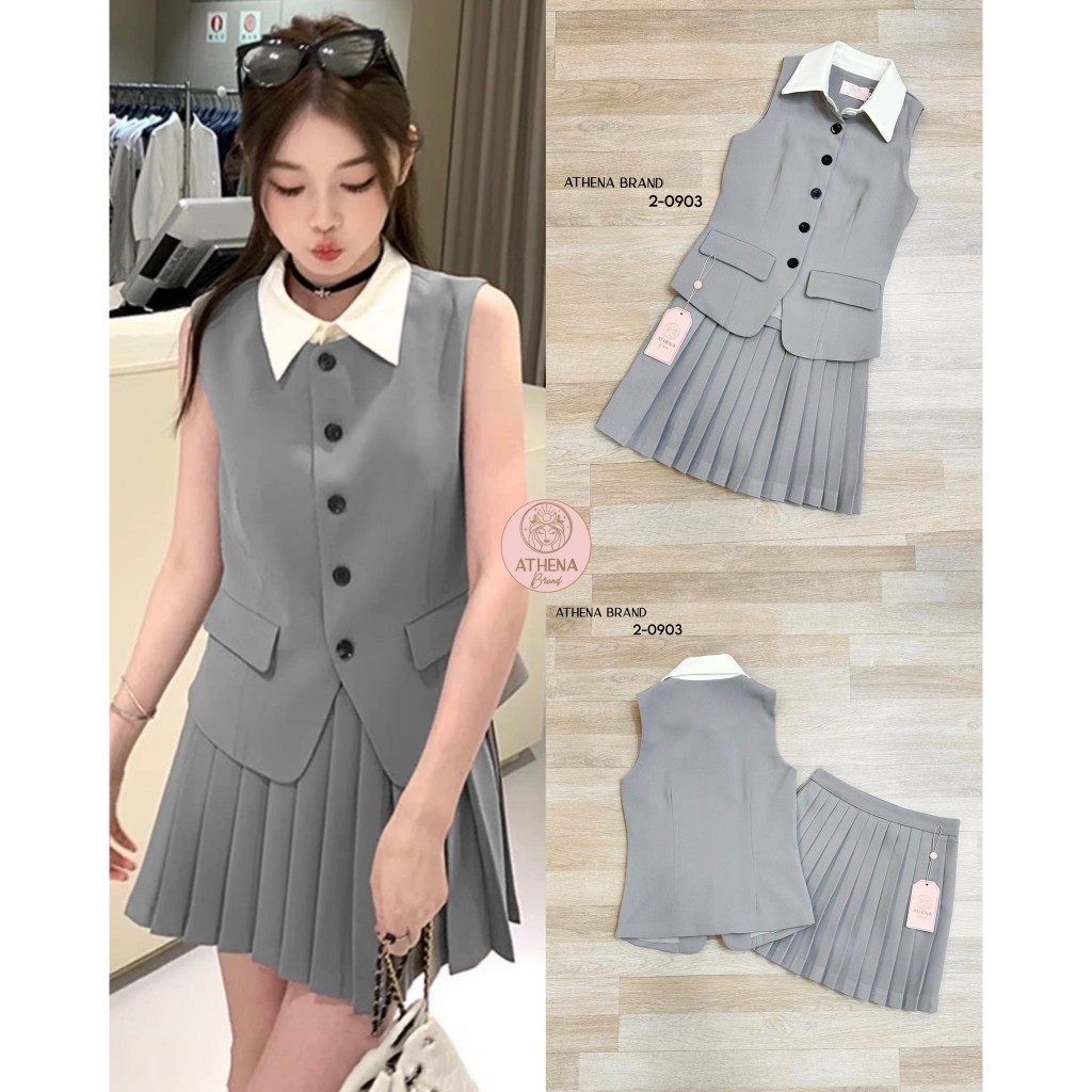 Athena (อธีน่า) Brand 2-0903 Set 2 ชิ้น เสื้อ+กระโปรง