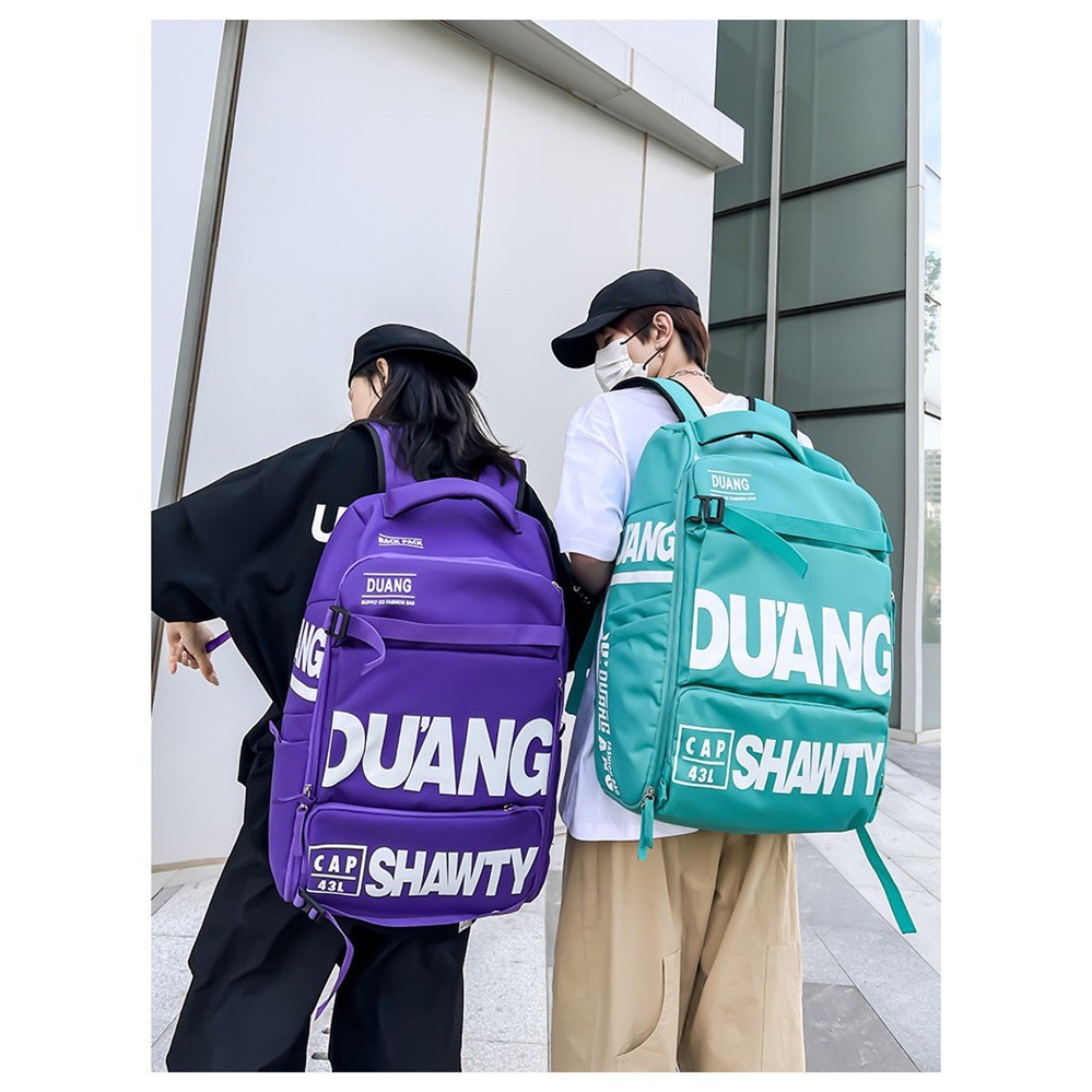 KNT กระเป๋าเป้สะพายหลังใบใหญ่ รุ่น N43L ทรงสี่เหลี่ยมผืนผ้า เนื้อผ้าใบ ใส่ของไปเที่ยว เดินทาง (6สี ดำ/ขาว/ม่วง/ส้ม/เขียว