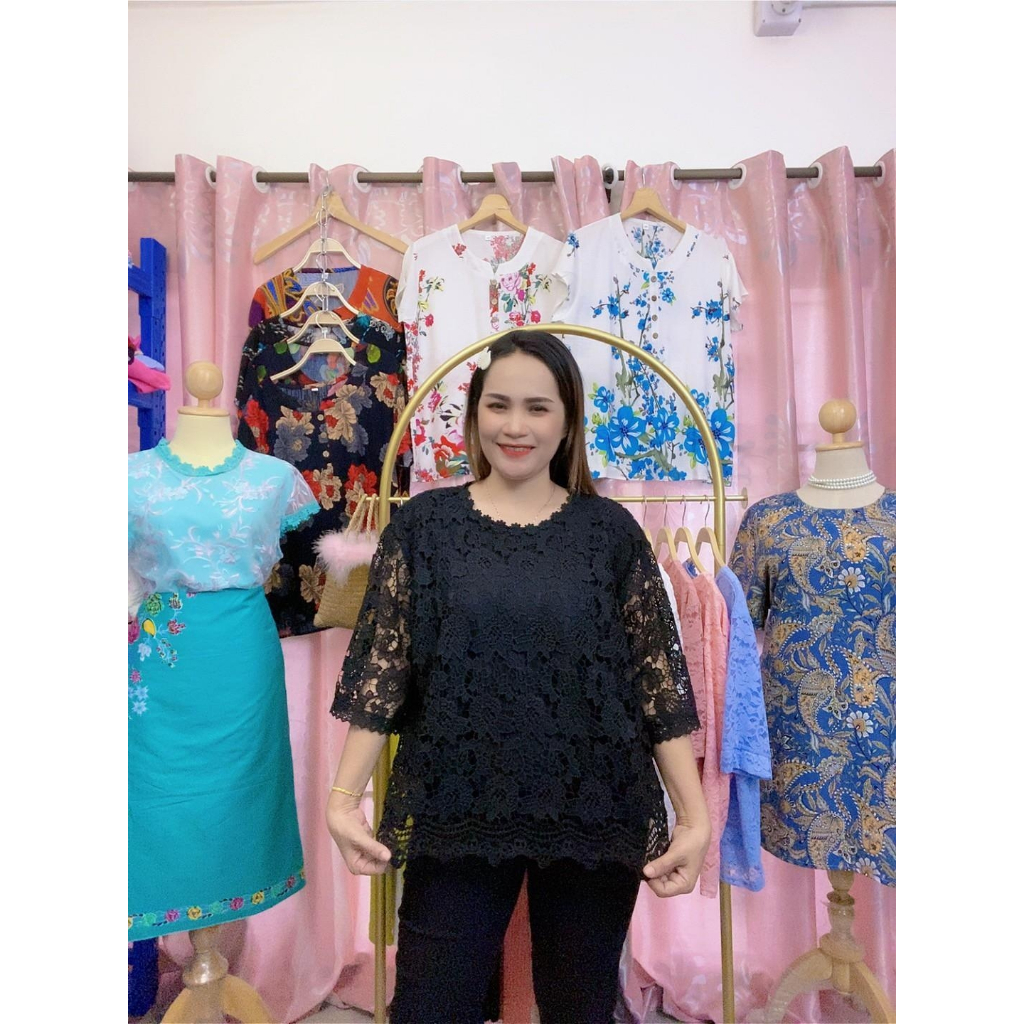 เสื้อลูกไม้ เสื้อลูกไม้ผู้หญิง เสื้อลูกไม้สีดำ  รอบอก 50-52 นิ้ว รุ่น5205สีขาว/ดำ - รูปที่ 3