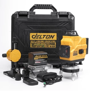 DELTON เครื่องวัดระดับเลเซอร์ 4 มิติ 16 แกน 360 องศา ลำแสงสีเขียว รุ่น 4D-16GN แบตเตอรี่ขนาดใหญ่ 2 ก้อน และอุปกรณ์ครบชุด
