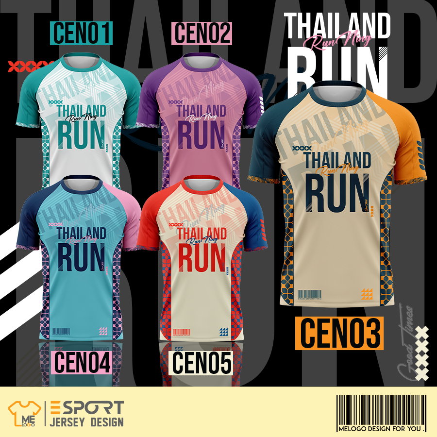 เสื้อวิ่ง CEN.01-CEN.10 กีฬาผู้ชาย ผู้หญิง พิมพ์ลายทั้งตัว เบาสบายระบายอากาศ