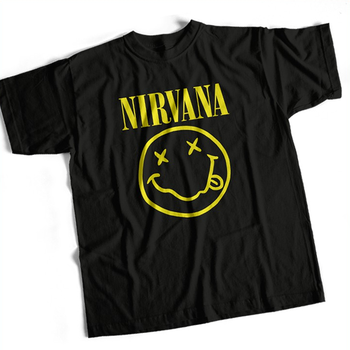 เสื้อวงดนตรี nirvana คอนต้อน แท้ วินเทจ ยืดแฟชั่น แนวสตรีท