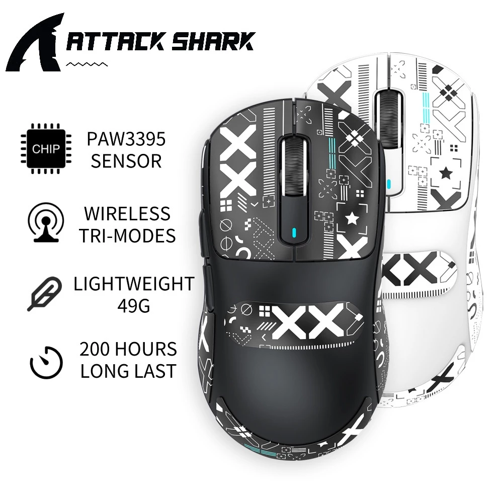 ของแท้ AttackShark X3/X3Pro PAW3395 เมาส์ไร้สาย เมาส์บลูทูธ 2.4G 3 โหมด wireless mouse