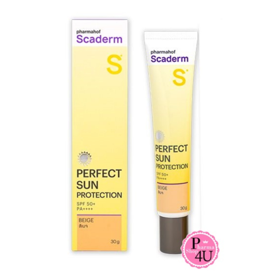 🚚ส่งไว🚚 Scaderm Perfect Sun Protection 30 กรัม กันแดดอย่างดี สีเนื้อ/สีขาว ครีมกันแดดเนื้อมูส