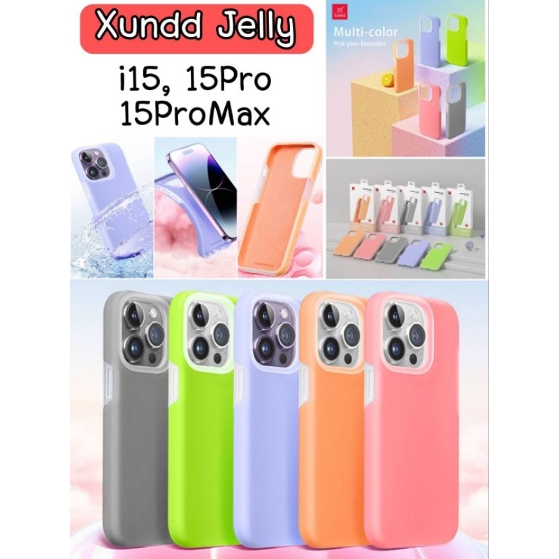 XUNDD Jelly เคสซิลิโคน พาสเทล iPhone 15/15 Pro /15 Pro Max สีสดใส คลุมเครื่อง