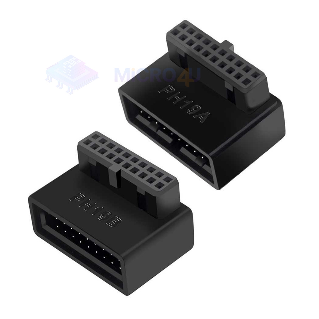 อะแดปเตอร์ USB 3.0 ข้องอ 90 องศา 19/20 Pin แปลงเมนบอร์ดคอมพิวเตอร์ สำหรับจัดสายไฟให้เป็นระเบียบ