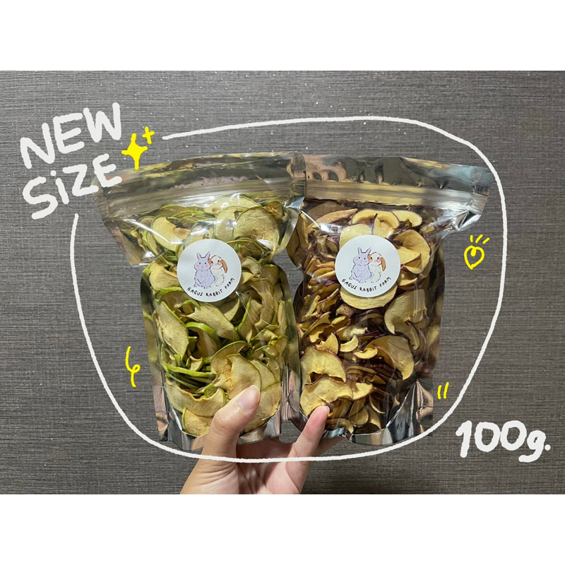 แอปเปิ้ลอบแห้ง(ขนาด100กรัม) สำหรับกระต่าย แฮมเตอร์ และ สัตว์ฟันแทะ