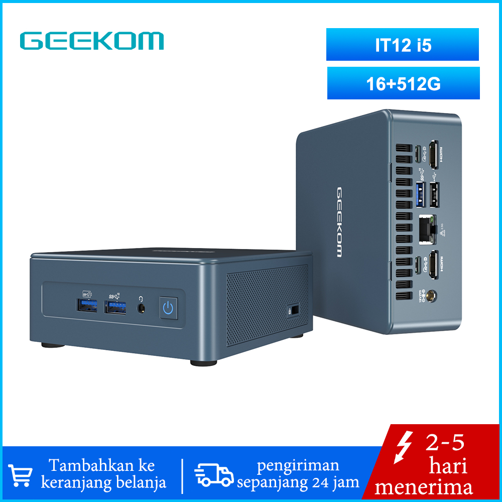 GEEKOM Mini PC Mini IT12, 12th Gen Intel i5-12450H Mini Computers(8Cores,12 Threads) 16GB DDR4/512GB PC