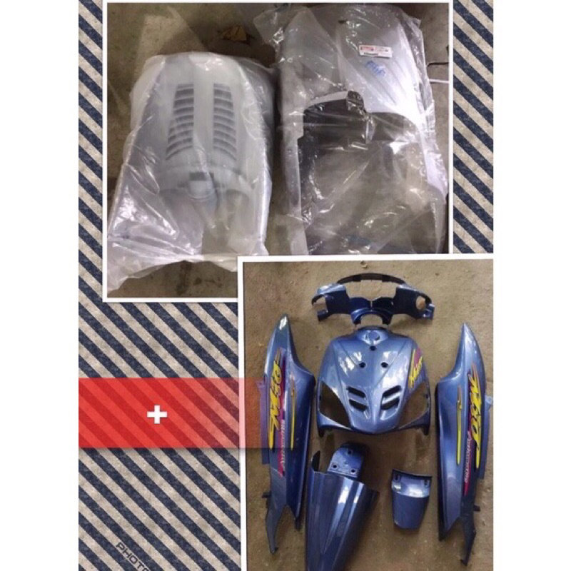 ชุดสีมีโอ ตัวเก่า สีเทาฟ้า (ลาย 04)+แพรสีเทาอ่อน แท้ศูนย์ YAMAHA=8ชิ้น พร้อมแปะลาย ชุดสีเกรดAแพงงานแท้ศูนย์ABS