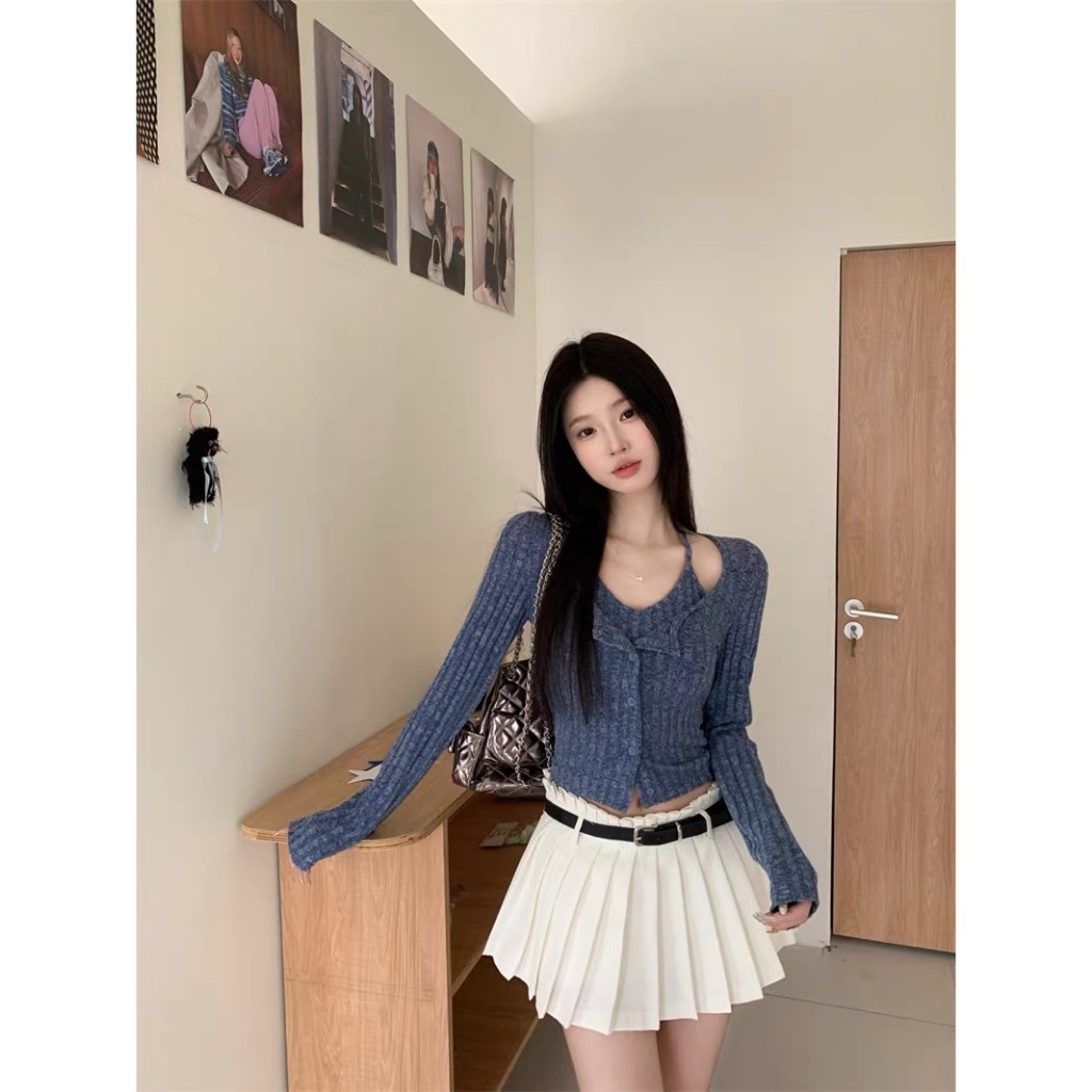 ส่งทันที Cici(NO. H516)SET2ชิ้น เสื้อคลุมแขนยาว+สายเดี่ยวคล้องคอ ผ้าไหมพรม มีเสริมบ่า ทรงสวย แมทช์ได้หลายสไตล์ - รูปที่ 3