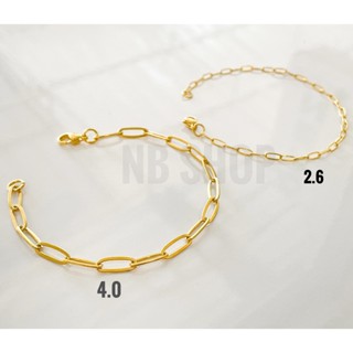 400 สร้อยข้อมือสอตนเลส สีทอง สีเลส ลายโซ่ทับมน(โซ่US) 2.6และ…