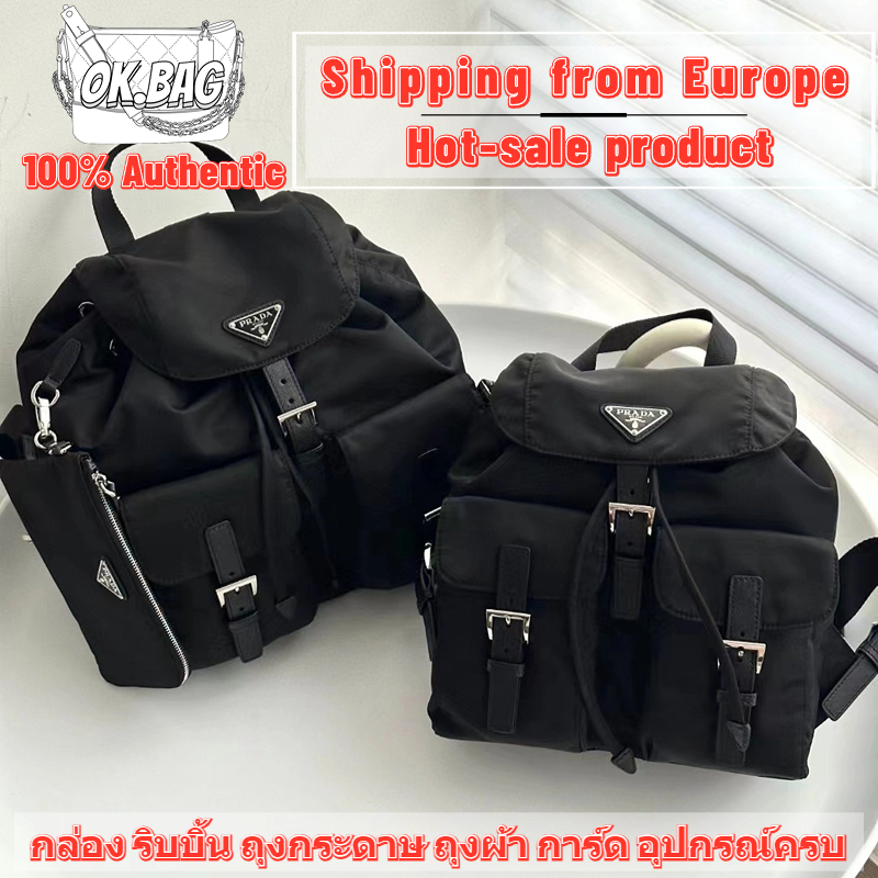 👜ปราด้า Prada Small/Mini/Medium Re-Nylon Backpack สุภาพสตรี/กระเป๋าสะพายไหล่