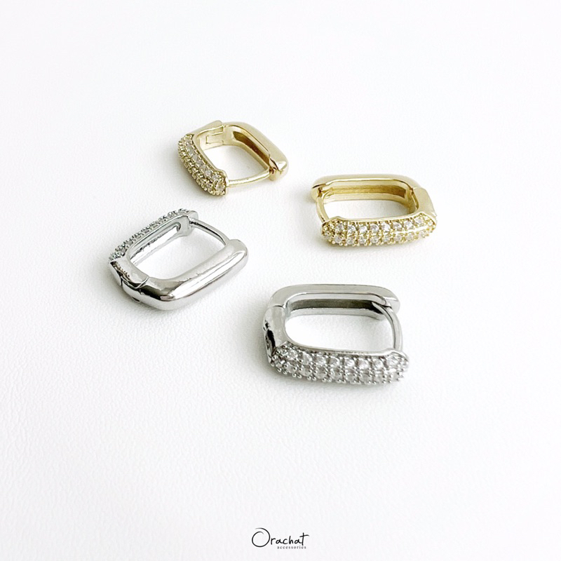 Fiona 14k hoop earrings. (ต่างหูห่วง งานชุบ 14k สแตนเลส สวยทน โดนน้พหอมได้ ไม่ลอก)