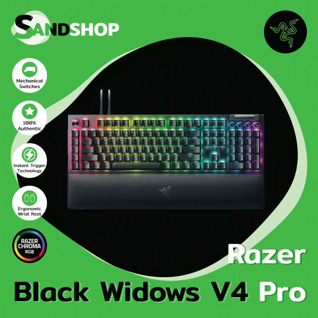 ✔สินค้าพร้อมจัดส่ง คีย์บอร์ด RAZER BLACKWIDOW V4 PRO - US  ของแท้ ของใหม่ รับประกันสินค้า 2 ปี