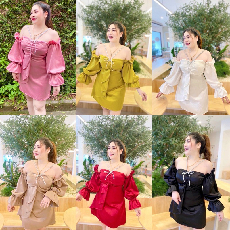 เดรสสาวอวบราคาถูก งานไฮโซ อก34-46 พร้อมส่ง (F10)