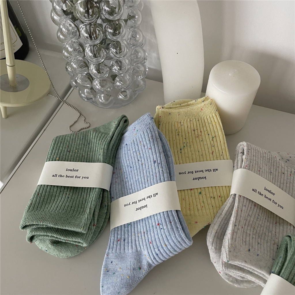 ถุงเท้าข้อกลาง สีพื้น ผ้าฝ้าย แฟชั่น ใส่สบาย สไตล์เกาหลี No.79 - รูปที่ 2