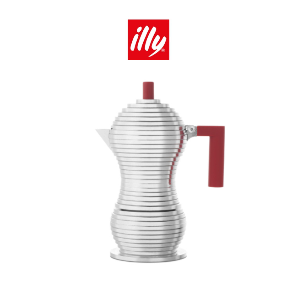 ILLY หม้อต้มกาเเฟ อเลสซี่ พัลซิน่า มอคค่าพอท สำหรับสามเเก้ว สีเเดง ILLY ALESSI PULCINA 3 CUPS MOKA POT - RED