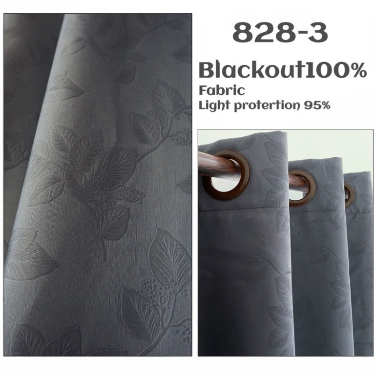 ผ้าม่านสีเทาลายใบไม้ใหญ่ กั้นห้องกั้นแอร์ Blackout ม่านประตู,หน้าต่าง Polyester100% ผ้าเกรดพรีเมี่ยม ราคา ถูกที่สุด ดีลบีเคเค แกลเลอรีภาพที่ 9