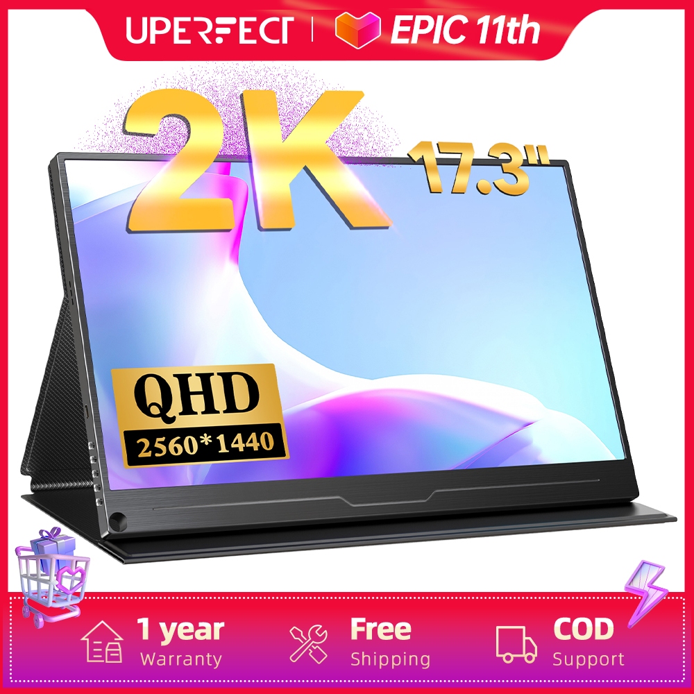 【ส่งจากไทย ]  UPERFECT 17.3 2K/1080P  Portable Monitor Mobile Display 100% sRGB Color Gamut IPS LCD Screen