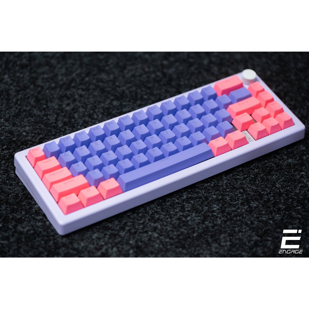 Keyboard ESC66 Knob + Keycab Purple Pink+ Switch : burgundy KTT [Thocky] บลูทูธไร้สายสามโหมด RGB