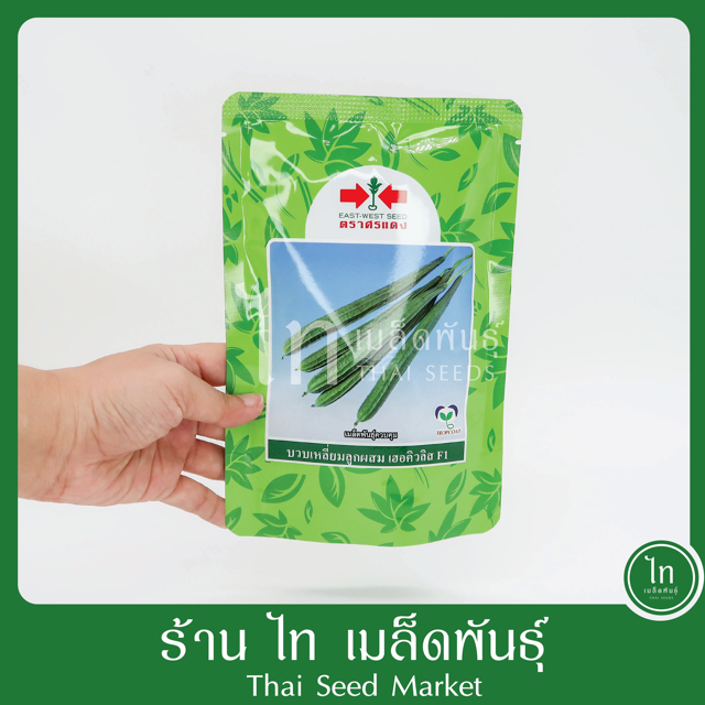 บวบ เฮอคิวลิส บวบเหลี่ยม เฮอร์คิวลิส เมล็ดบวบ เมล็ดพันธุ์ บวบเหลี่ยม ลูกผสม ตรา ศรแดง บรรจุ 50 กรัม