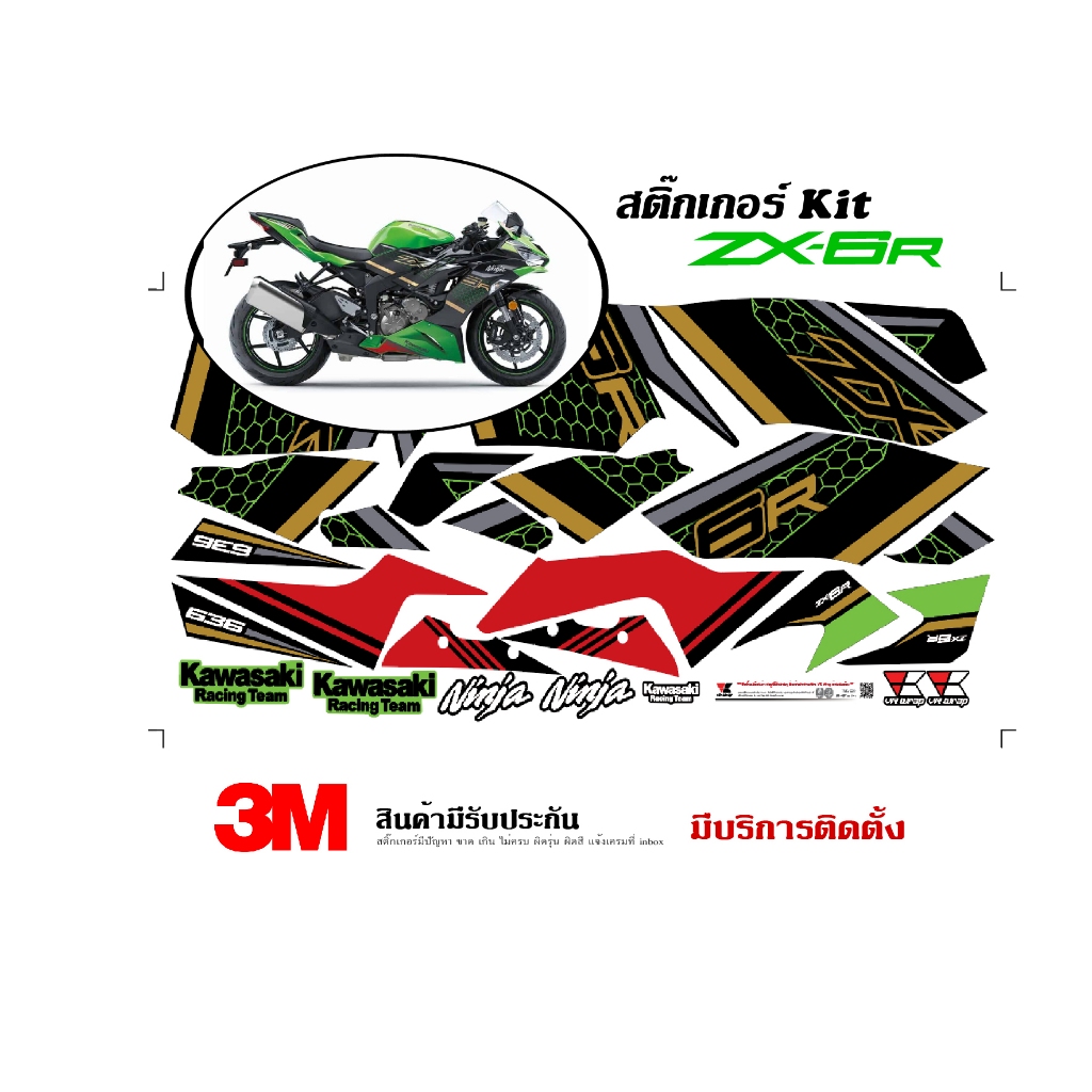 สติ๊กเกอร์ KAWASAKI ZX6R ลายเดิม 2020 ver.2