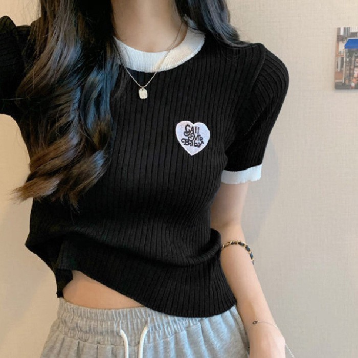 TA-34 เสื้อแฟชั่น แขนสั้น ใส่เที่ยว ผ้านิ่มยืด ใส่สบาย สีขาวดำ สำหรับผู้หญิง สินค้าพร้อมส่ง - รูปที่ 3