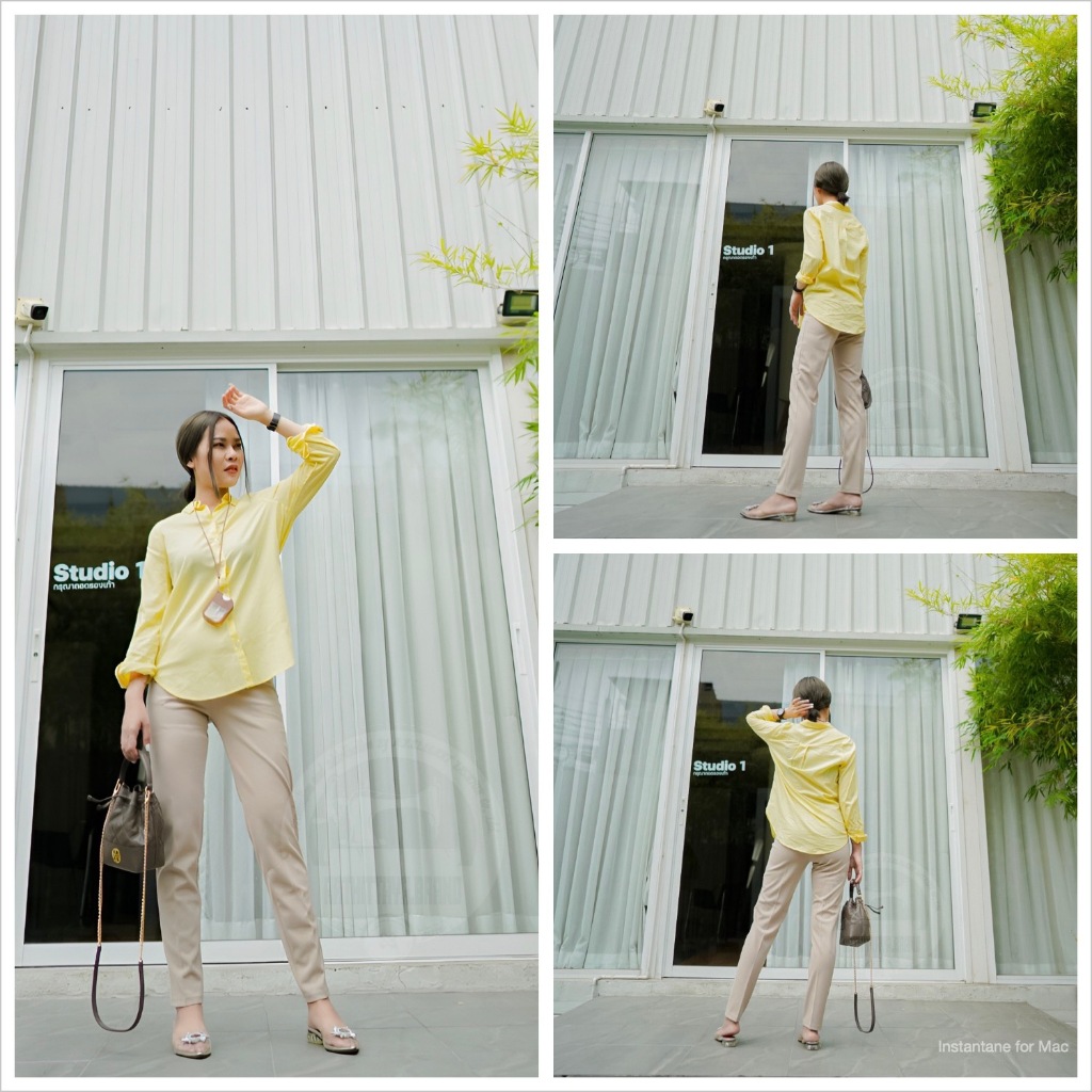 (10) ARTHITTAYA.BRAND กางเกงใส่ทำงาน งานผ้า โรเซฟ 10 ส่วน เข้ารูป-สีครีม