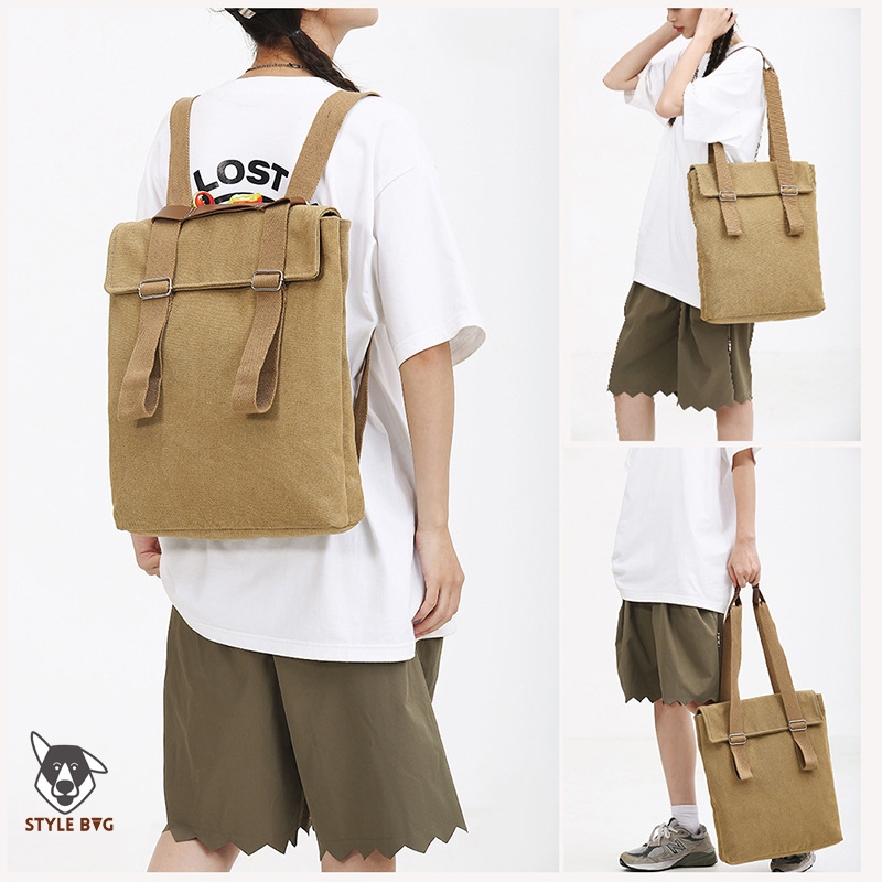 [🇹🇭]  PALAW  พร้อมส่งกระเป๋าผ้าแคนวาส สไตล์วินเทจ ปรับเปลี่ยนได้สองแบบ #canvas