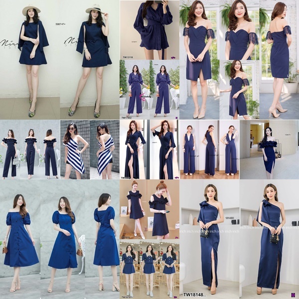 ส่งไว 1-2วันถึง #ชุดสีกรม/น้ำเงิน 300แบบ#เดรสลูกไม้กรม#จั้มกรม#เซ็ทกรม#ใส่ทำบุญ#ใส่เที่ยว#ออกงาน #งานแต่ง #งานบวช#