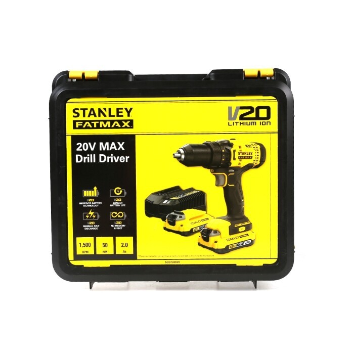 STANLEY 🇹🇭 สว่านไขควงไร้สาย 13มม. 20V รุ่น SCD700D2K-B1 (พร้อมแบตเตอรี่ 2.0Ah 2 ก้อน) สว่าน อุปกรณ์ 