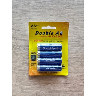 Double A ถ่านอัลคาไลน์ ดั๊บเบิ้ล เอ ขนาด 1.5V AA แพ็ก 4 ก้อน