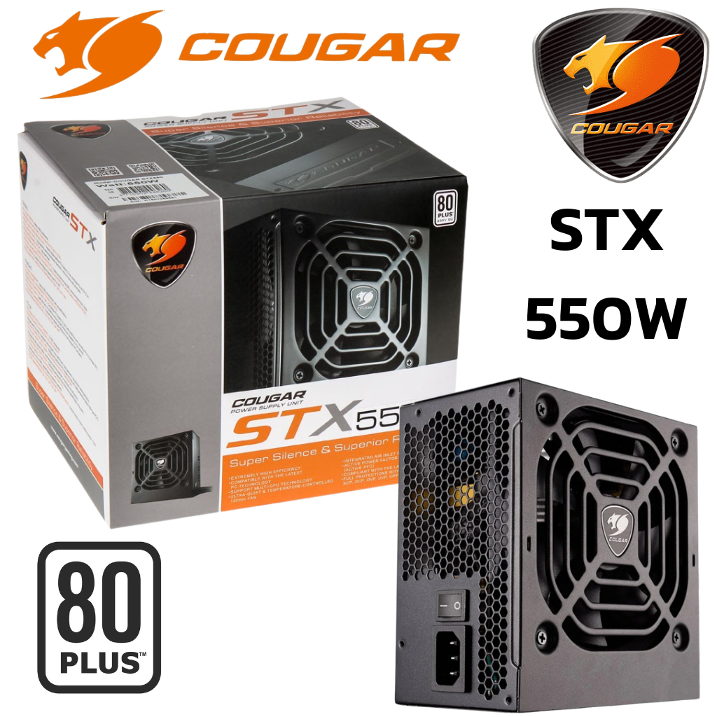 POWER SUPPLY (อุปกรณ์จ่ายไฟ) COUGAR STX550 - 550W 80 PLUS (BLACK)