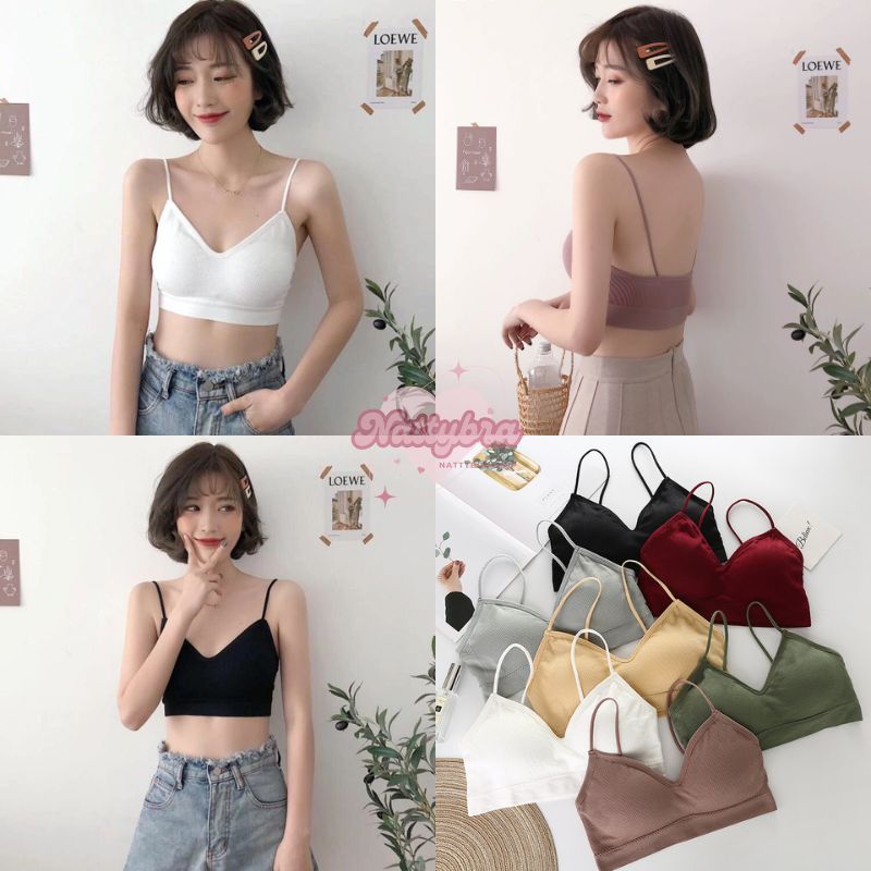 ลด30% โค้ดINC283ZN ⚡ Nattybra สปอร์ตบรา ไร้โครง ไร้ขอบ ผ้าร่อง สายเดี่ยว ไซส์ 32-38 เสื้อใน ยกทรง ชุดชั้นใน ผู้หญิง