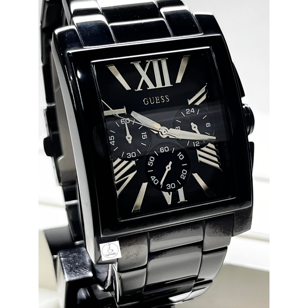 นาฬิกาข้อมือผู้ชาย GUESS รุ่น U0009G3 Chronograph จับเวลาได้ หน้าปัดสีดำ เลขโรมัน ตัวเรือนและสายสแตน