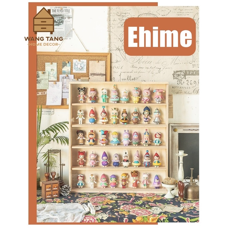 ตู้ไม้เก็บโมเดล POPMART แบบ 3 ชั้น,4 ชั้น และ 5 ชั้นวัสดุไม้สนพร้อมแผ่นอะครีลิคปิดกันฝุ่นรุ่น EHIME